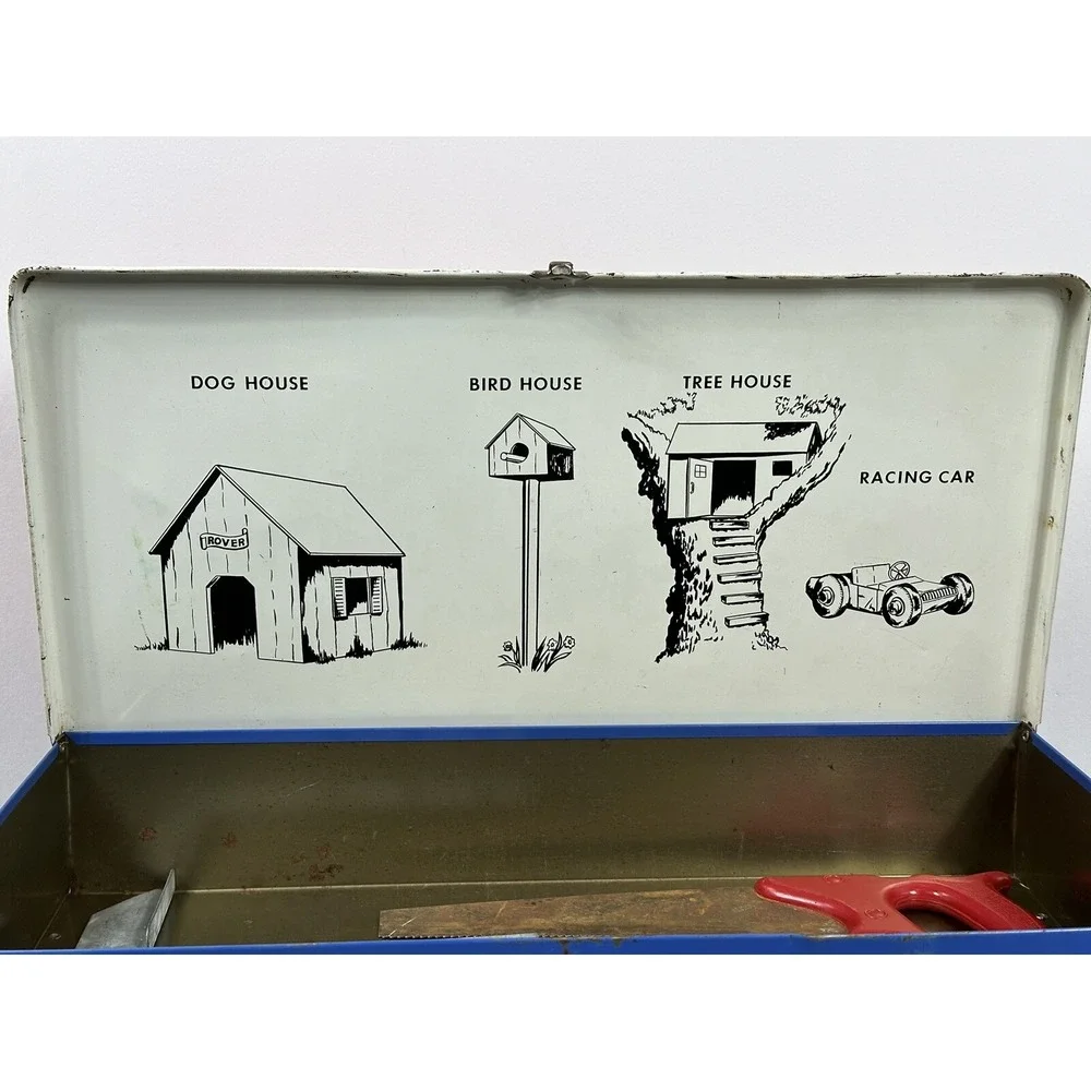 Mr. Fix er Fixer vintage toy metal‎ tool chest box Handsaw saw straight edge R&S